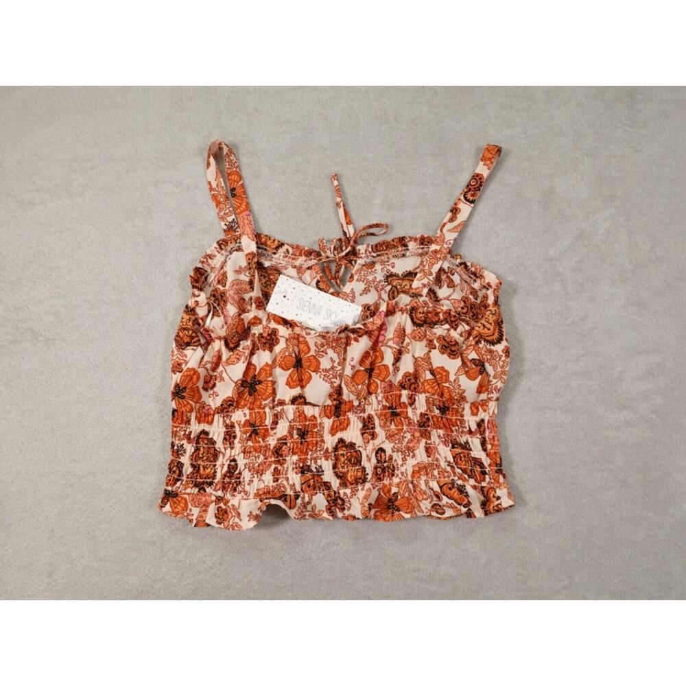 Sienna Sky Womens Orange Floral Cropped Tank Top Blouse Size L - Picture 9 of 9
